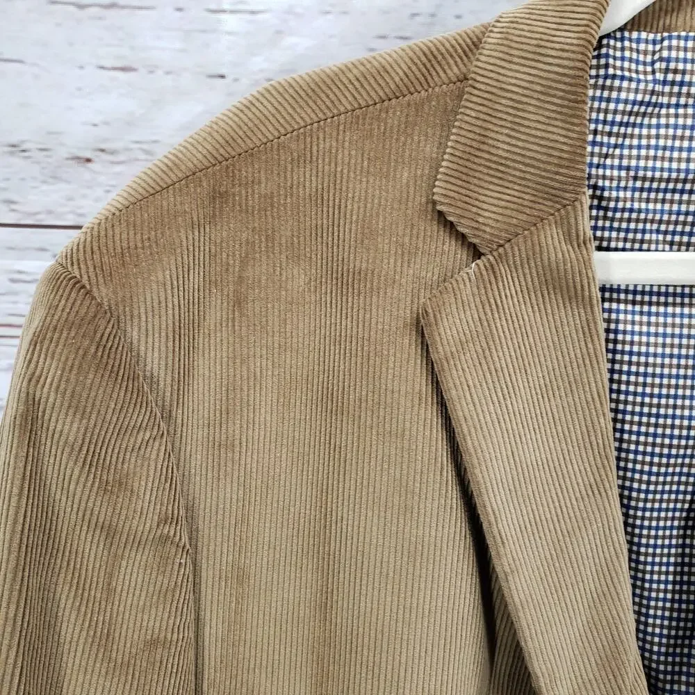 Saddlebred Men's Brown Cotton Corduroy Elbow Patch Sportscoat Size 50R